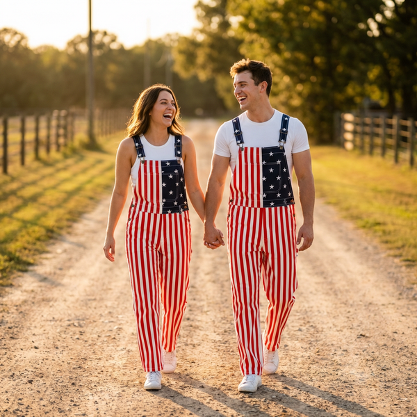 American Flag Long Overalls