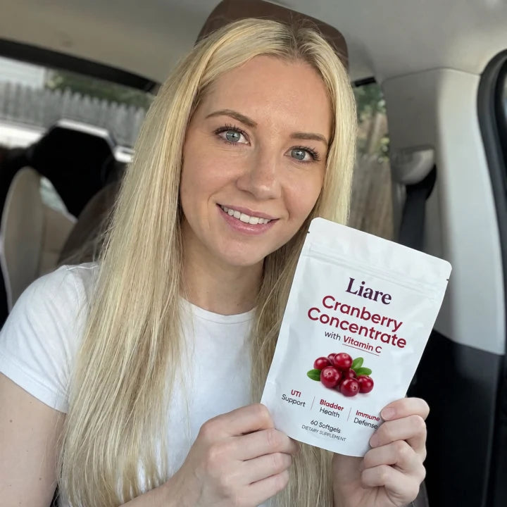 Illustrative Liare cranberry lifestyle photo 4; digitally rebranded packaging
