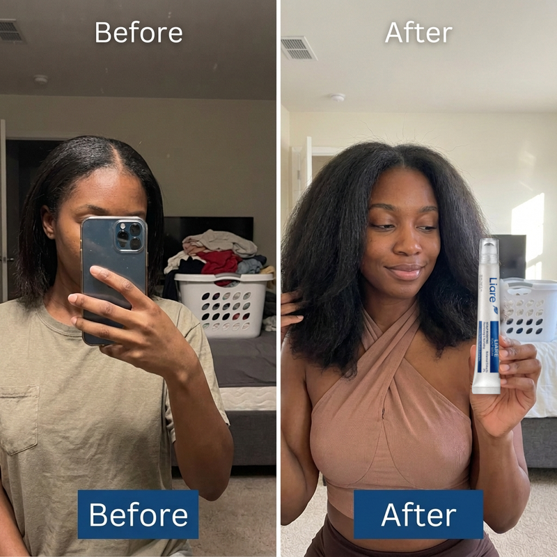 Side-by-side scalp photographs, comparison 1