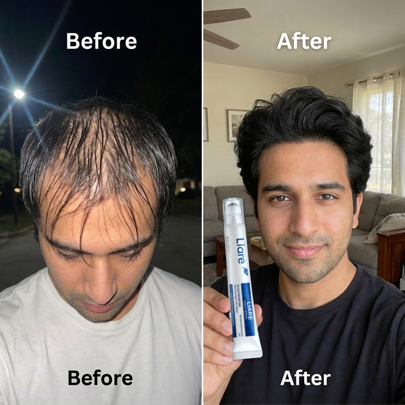 Side-by-side scalp photographs, comparison 2