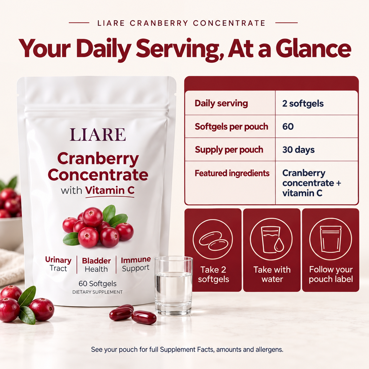 Cranberry Concentrate Softgels with Vitamin C – Urinary Tract Support