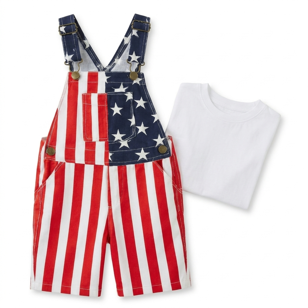 Kids American Flag Overalls