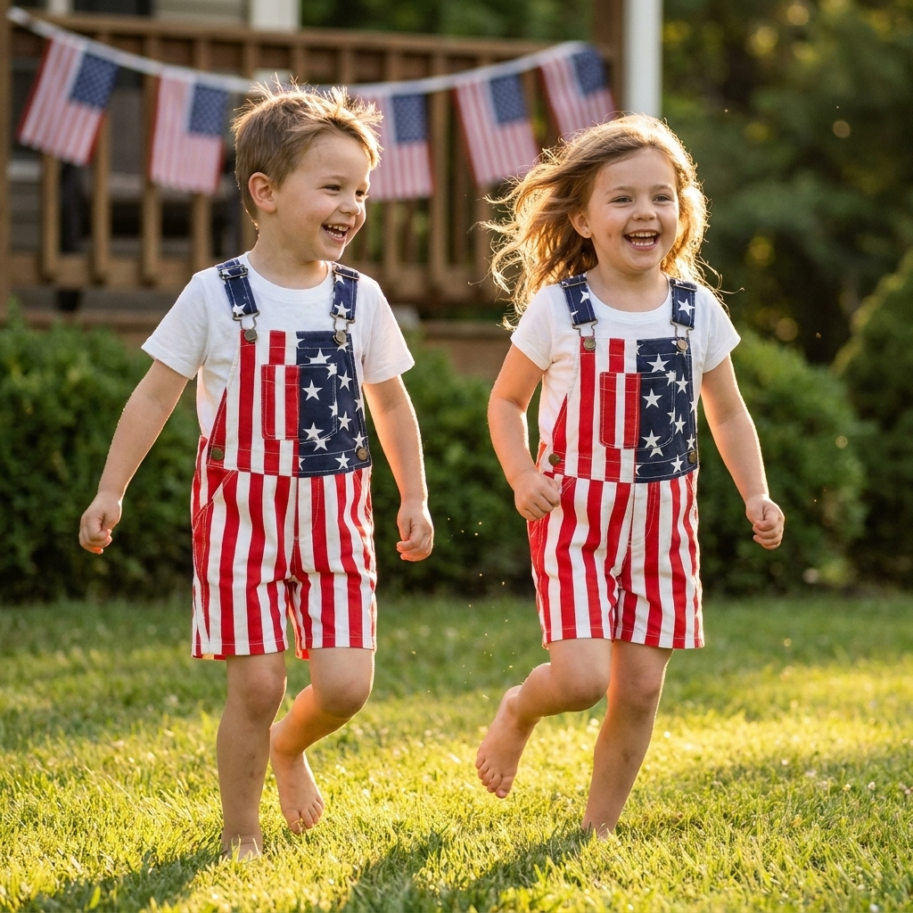Kids American Flag Overalls