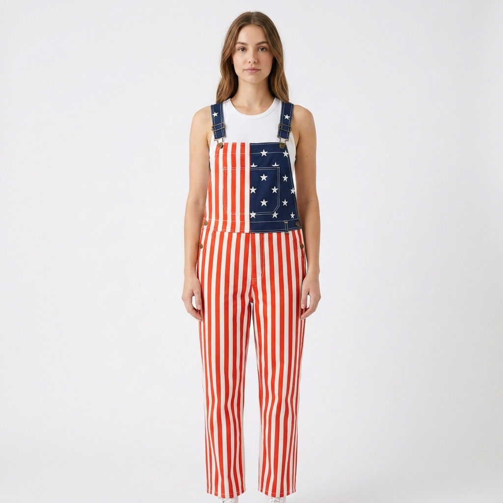 American Flag Long Overalls