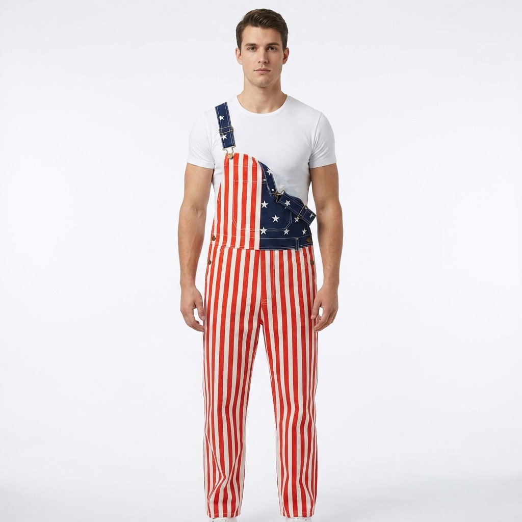 American Flag Long Overalls