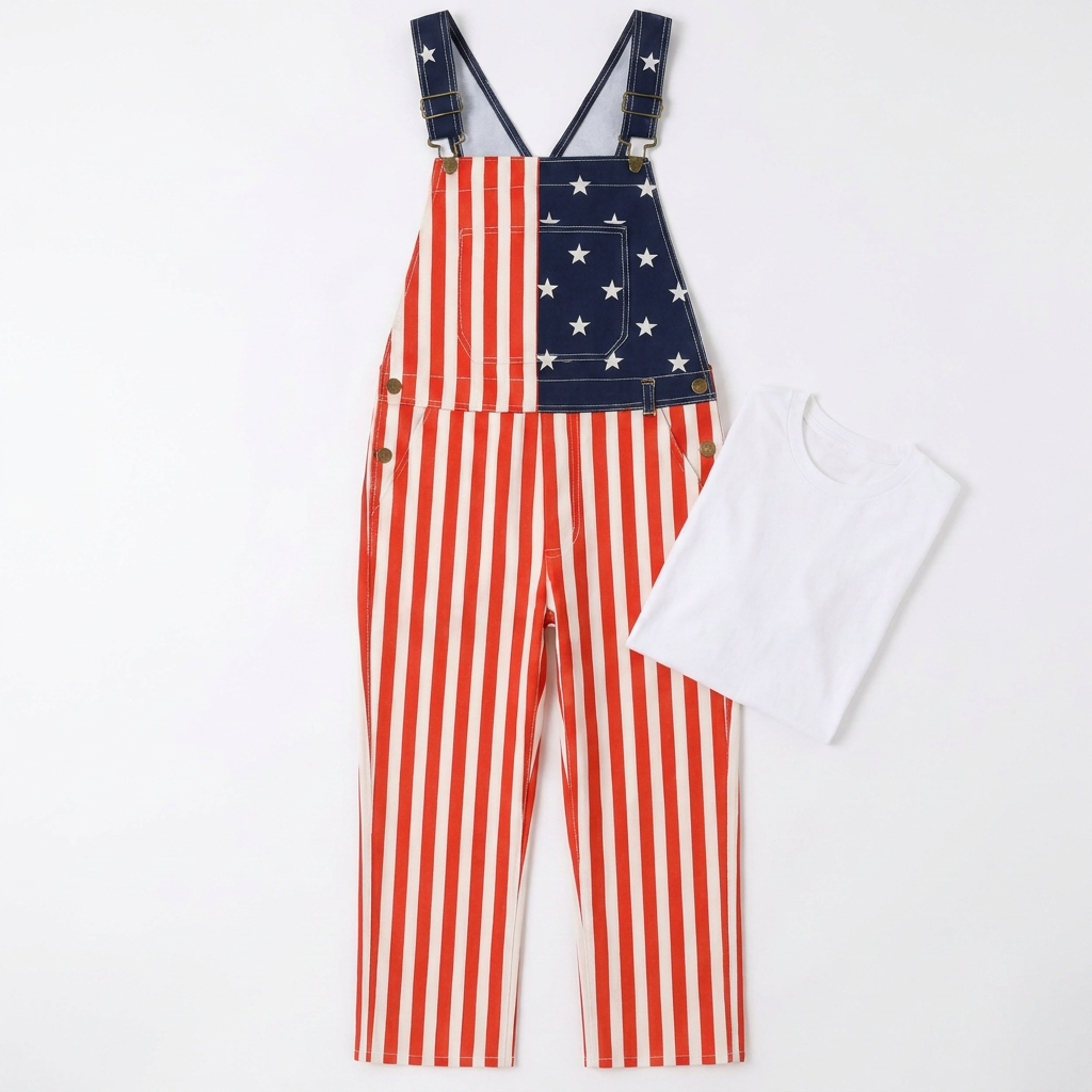 American Flag Long Overalls