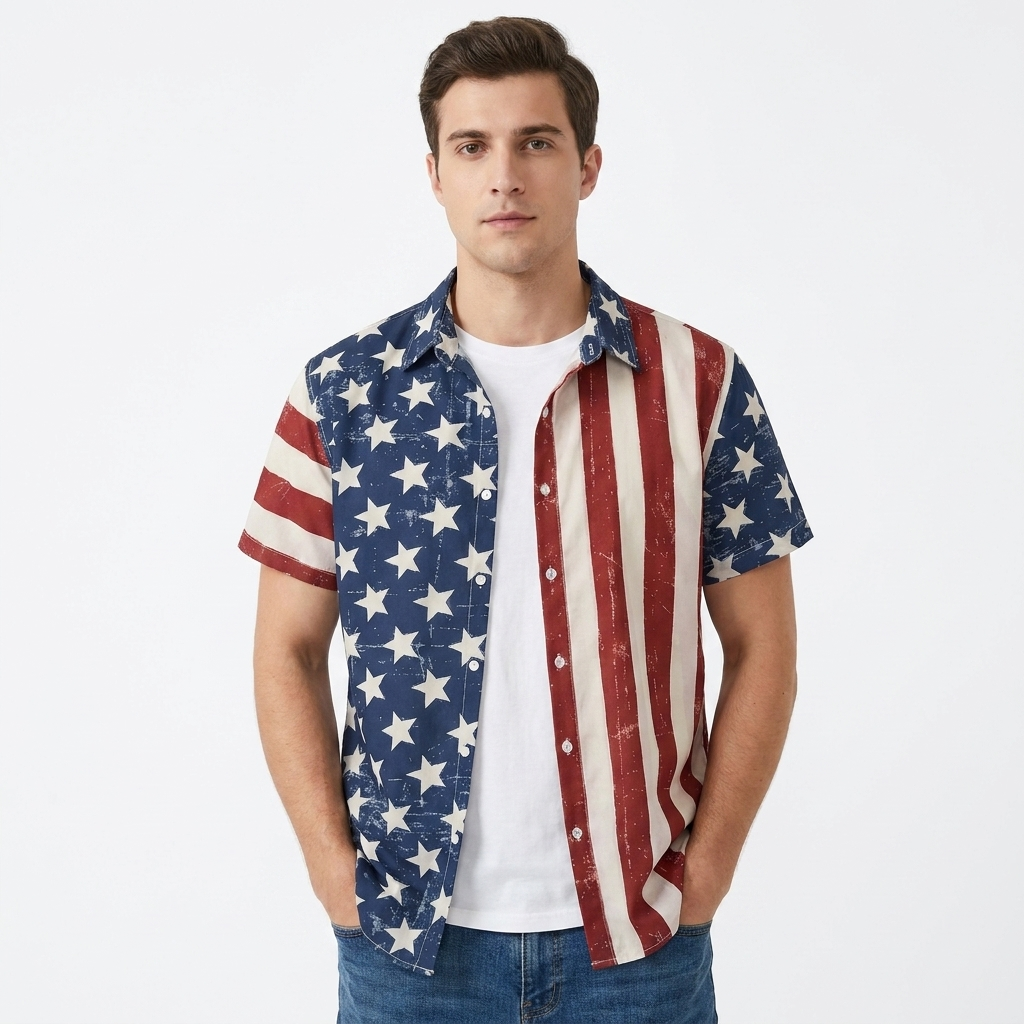 American Flag Hawaiian Shirt
