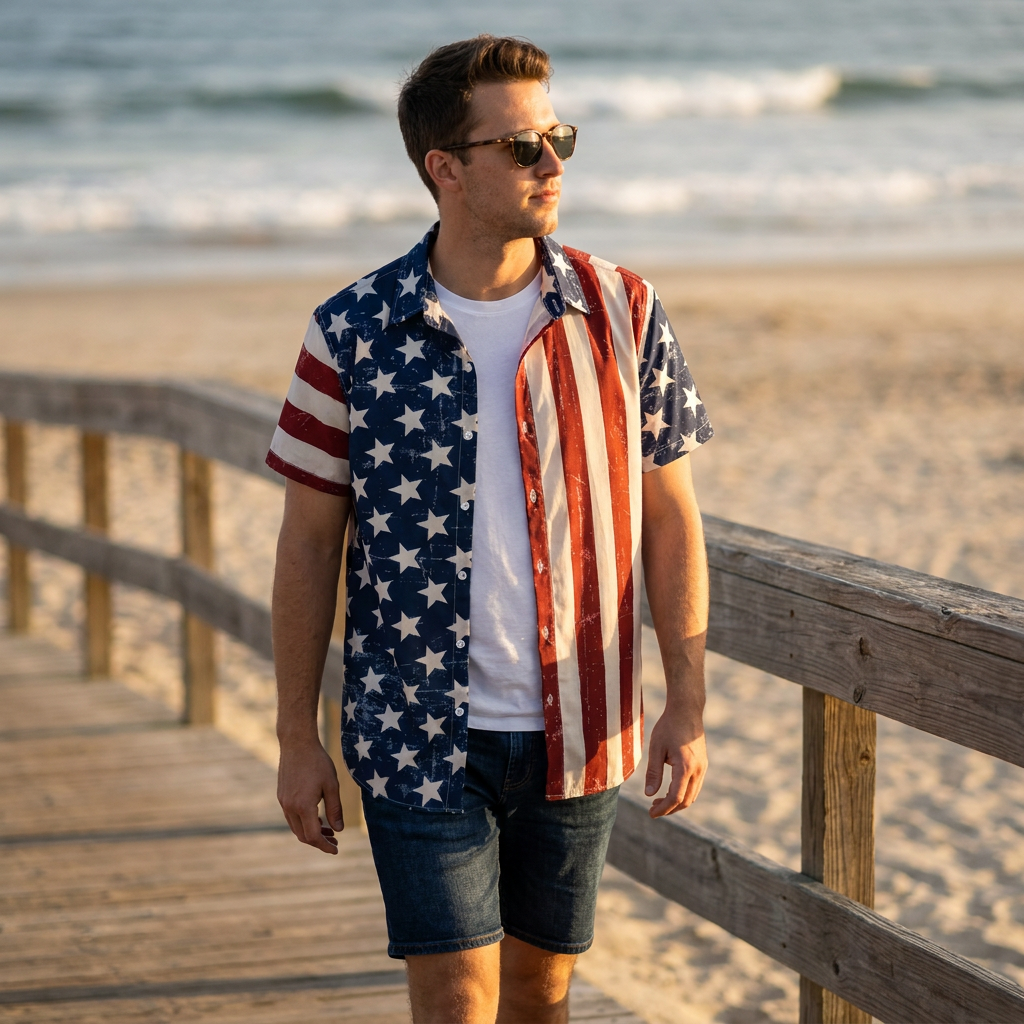 American Flag Hawaiian Shirt