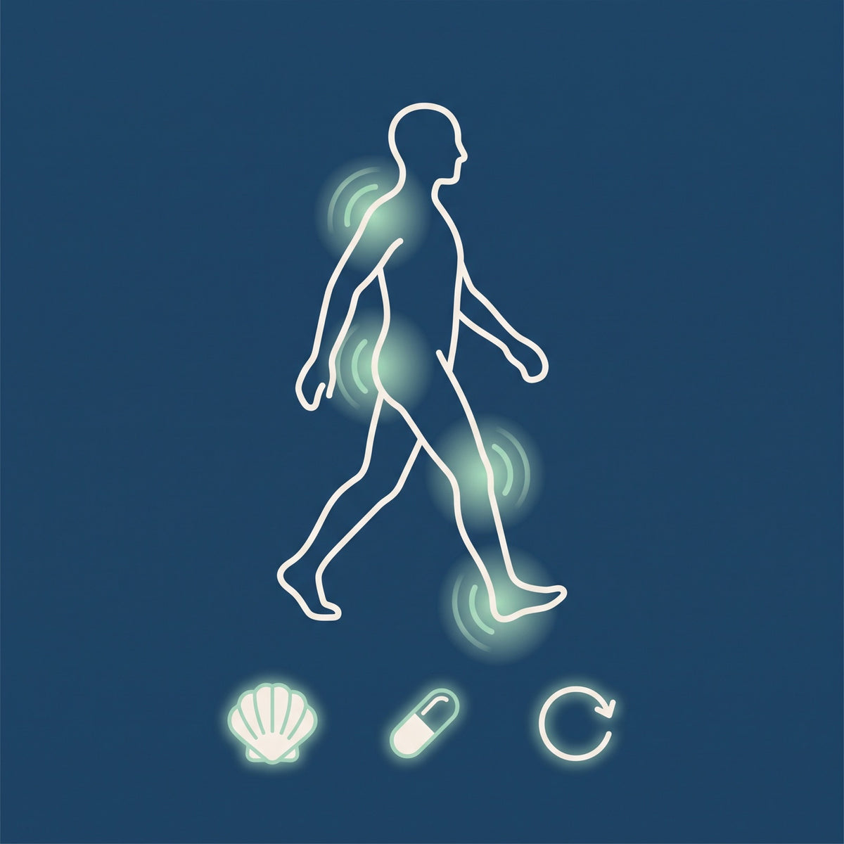 Illustration of easy daily movement at the shoulder, hip, knee and ankle