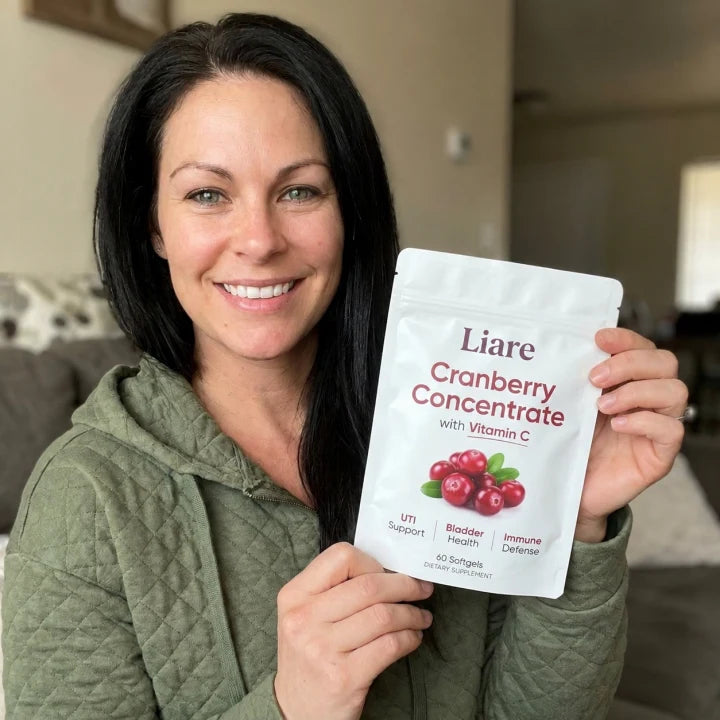 Illustrative Liare cranberry lifestyle photo 2; digitally rebranded packaging