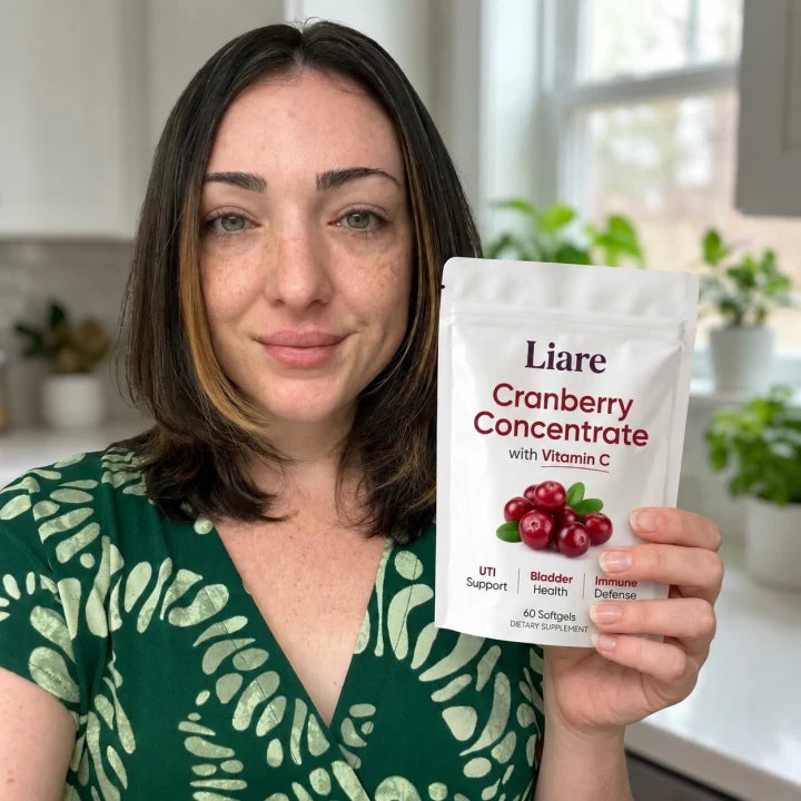 Illustrative Liare cranberry lifestyle photo 3; digitally rebranded packaging