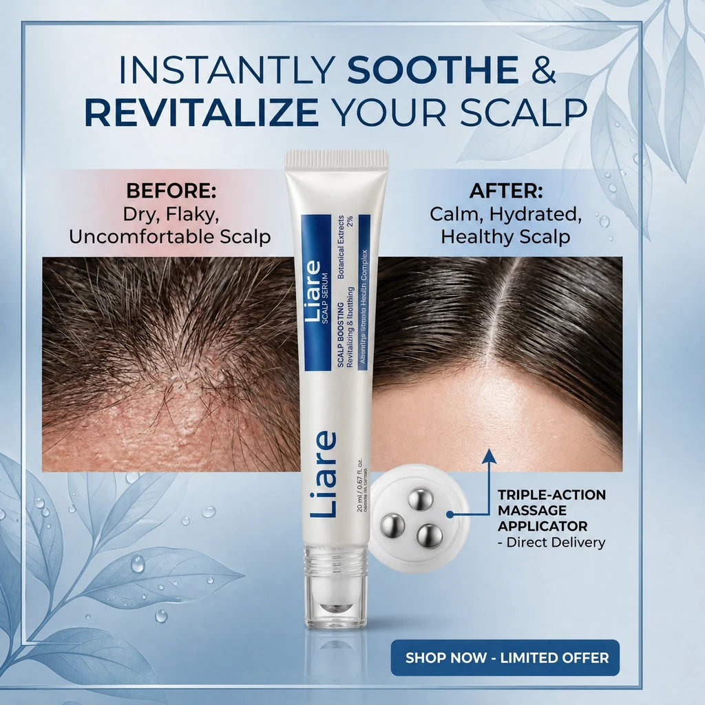 Illustration of scalp and hair care with Liare serum